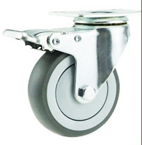 100mm Grey rubber wheels with brake